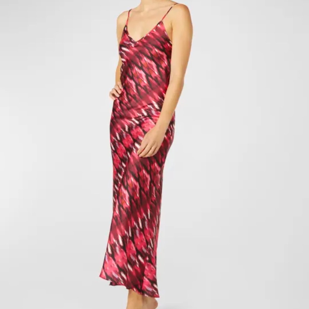 XS - NWT - MISA Los Ángeles - Moa Cowl-Back Printed Satin Slip Dress